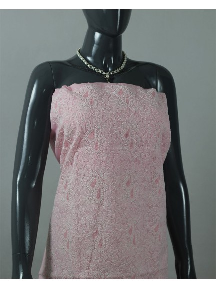 Light Pink Lucknowi Chikankari Cotton Unstitched Kurta Fabric